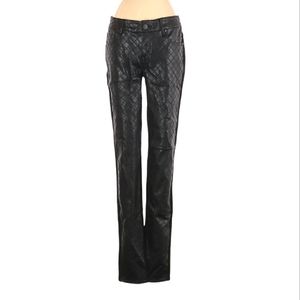 Aqua Pants Size 25 Black Faux Leather Front Panels & Back‎ Pockets Straight Leg